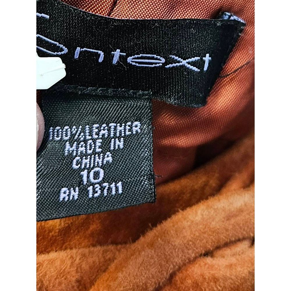 Context Orange Leather Suede Belted Skirt Size 10 - Picture 6 of 8